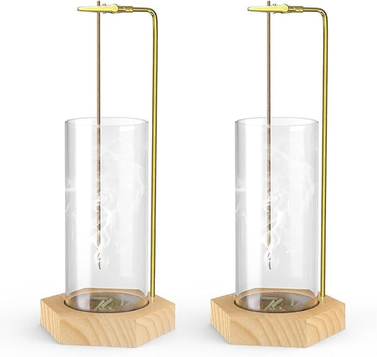 2 Pack Incense Holder, Incense Burner, Insence-Stick Holder Mess-Free Incense Burner Holder, Ideal for Meditation, Yoga, Relaxation, and Home Decor - Anti-Ash Flying (Hexagonal Wood Color)