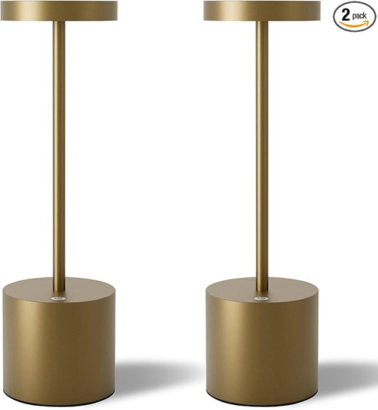 Cordless Table Lamps Set of 2, 5000mAh Rechargeable Battery Powered Lamp, 3 Color Stepless Dimming LED Table Lamp, Portable Table Light for Outdoor/Indoor/Restaurant/Home. (Titanium)