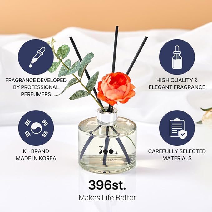 396 st. Peony Flower Reed Diffuser, White Musk, 200ml(6.7oz) / Reed Diffuser Sets, Scentsy Home Fragrance, Scented Oils, Home & Bathroom Décor