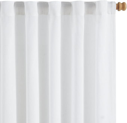 jinchan Soft Linen Curtains Set 2 Panels, Off White Curtains 63 Inch Length, Farmhouse Light Filtering Drapes for Living Room Bedroom, Sheer White Drapes Back Tab Top (W50 x L63, Off White)
