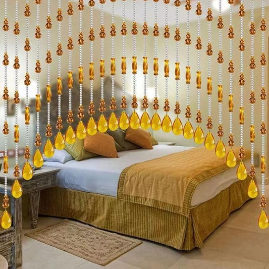 Hanging Glass Door Beads Curtains Valance Self-Adhesive for Doorways Crystals Stran Arched Windows, Clear Crystal Room Partition Curtain Door Frame Beads for Doorways Closets 13