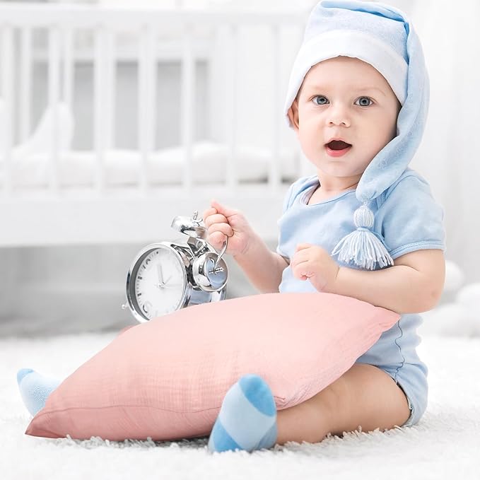 Organic Cotton Muslin Mini Pillowcases with Envelope Design,2 Pack Ultra Breathable Kids Toddler Pillowcases for Boys and Girls- 13 x 18 inches (Pink)