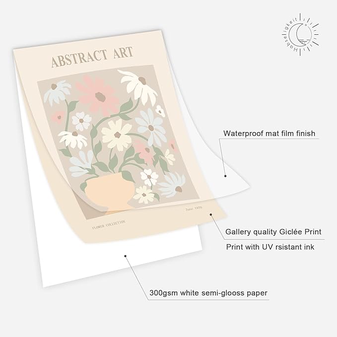 Habseligkeit Danish Pastel Wall Art Prints, Flower Market Retro Posters, Vintage Floral Art Prints, Cute Matisse Room Decor Aesthetic for Bedroom Wall Decor（11x14inch, Unframed