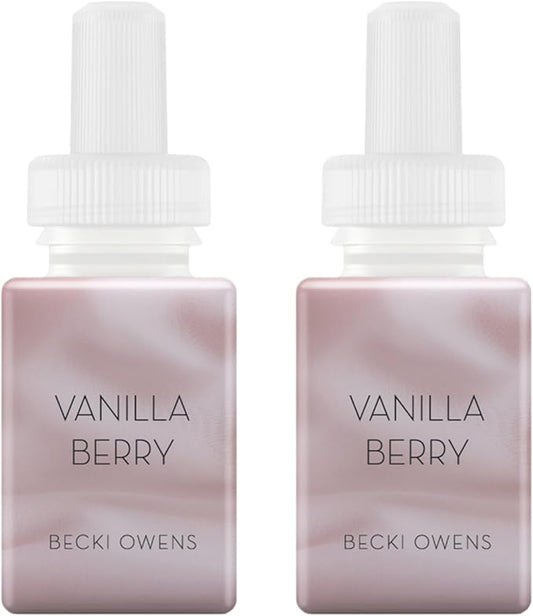Pura & Becki Owens Home Scent Refill - Smart Home Air Diffuser - Up to 120-Hours of Premium Fragrance per Refill - Household Essential - Clean Diffuser Fragrance - 2 Pack, Vanilla Berry