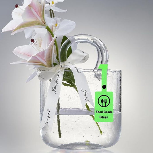 Crystal Handbag Shape Flower Vase - Transparent, Fish Bowl, Home Decor, Events, Office, Garden, Wedding