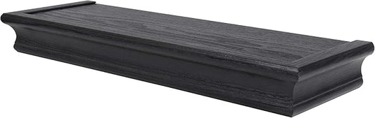 HIGH & MIGHTY 515605 Decorative 18" Floating Shelf Holds up to 15lbs, Easy Tool-Free Dry Wall Installation, Beveled, Retail Packaging, Black