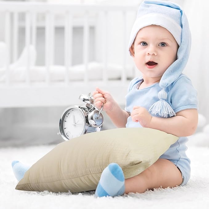 Organic Cotton Muslin Mini Pillowcases with Envelope Design,2 Pack Ultra Breathable Kids Toddler Pillowcases for Boys and Girls- 13 x 18 inches (Beige)