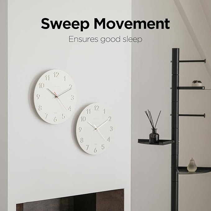 mooas 3D Numbers Modern Wall Clock, 12" Silent Non-Ticking Sweep Movement Decorative Battery Operated Analog Wall Clock for Home Décor Living Room Kitchen Bedroom Office School Hotel (Cream)