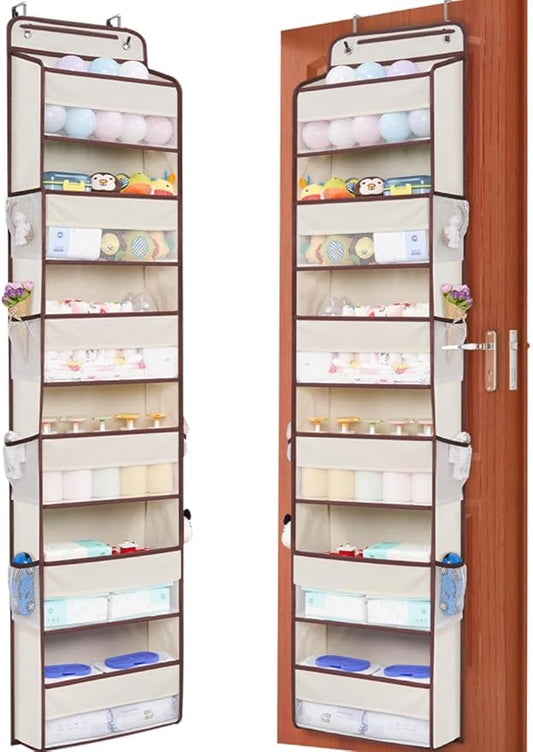 Over the Door Organizer, 6 Shelf 50 lbs Load door organizer hanging, No Tilt Closet Organizers and Storage for Bathroom, Bedroom Nursery Newborn, baby necessities, kitchen, craft storage