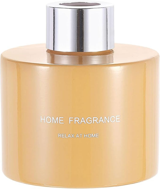 HARFINGTON Empty Glass Diffuser Bottle 140ml/4.7oz Refillable Fragrance Accessories Aromatherapy Jar Container for Replace Reed Diffuser Home Bathroom Pale Orange with Silver Tone Cap