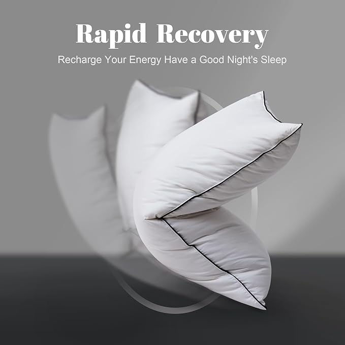 Soft Goose Down Pillows for Sleeping, 1 Pack Thin Hotel Feather Down Pillow with Airyfil™ Fillings, Flat Bed Pillow for Back, Stomach, Side Sleepers (Standard Size, 20×26 in.)