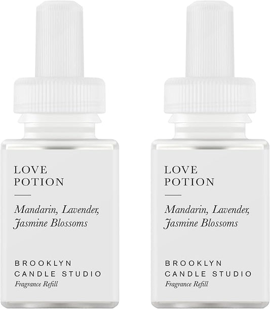Pura & Brooklyn Candle Studio Home Scent Refill - Smart Home Air Diffuser - Up to 120-Hours of Luxury Fragrance per Vial - Clean & Safe Diffuser Fragrance - 2 Pack, Love Potion