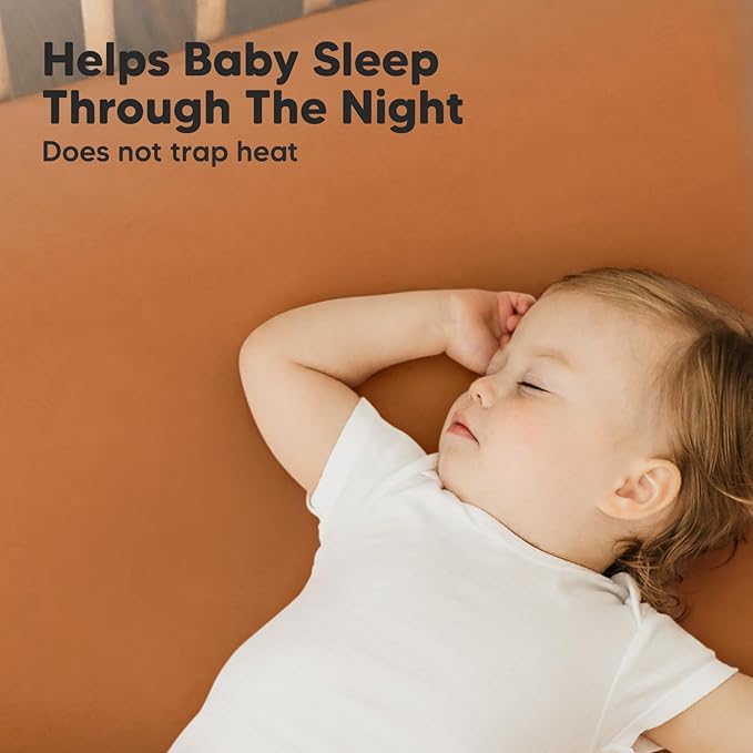 Pack and Play Sheets Fitted, 2-Pack Mini Crib Sheets - Pack N Play Sheets, Organic Fitted Crib Sheet for Pack and Play Mattress, Playard Baby Crib Sheets, Crib Sheets Neutral for Boys, Girls (Rust)