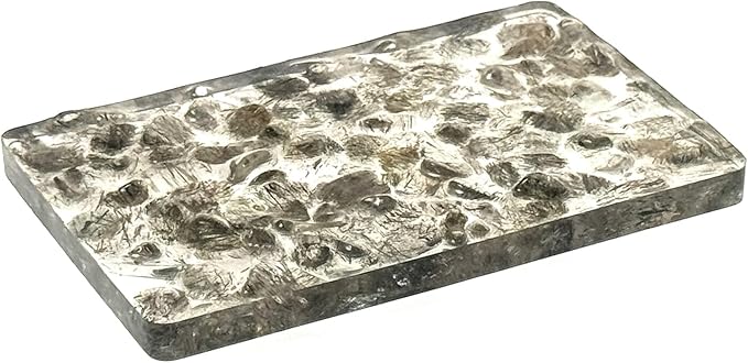 Handmade River Rock Rectangle Bar Soap Holder Stone Pebbles Soap Dish for Shower and Bathroom Decor, Natural Soap Tray to Keep The Soap Dry Resin Kitchen Decoration (Crystal rutilated)