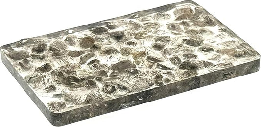 Handmade River Rock Rectangle Bar Soap Holder Stone Pebbles Soap Dish for Shower and Bathroom Decor, Natural Soap Tray to Keep The Soap Dry Resin Kitchen Decoration (Crystal rutilated)