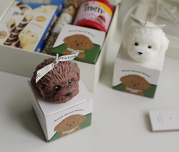 Teddy Dog Shaped Scented Candle,100G Cute Puppy Animal Aroma Soy Wax Decorative Novelty Candle for Table Photo Prop Birthday Gift,Prefect for Meditation Stress Relief Mood Boosting (Brown)