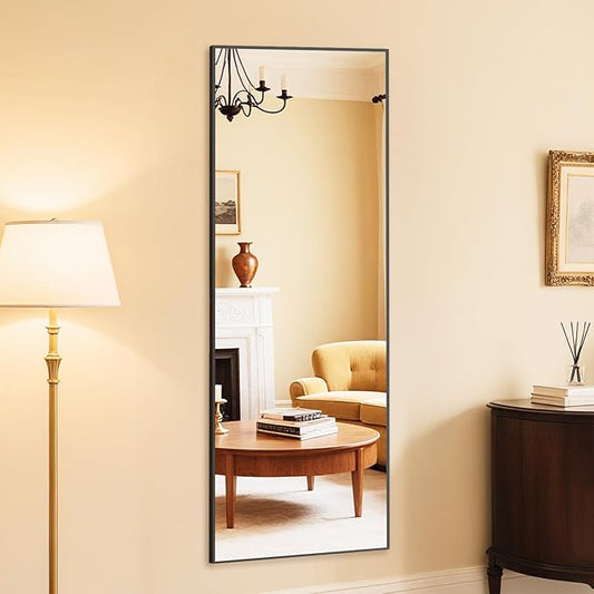 DUMOS Wall-Mounted Full Length Mirror 21"x 64" for Bedroom, Full Body Floor Mirror with Stand, Hanging or Leaning for Wall, Black