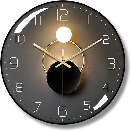 ErgoCar Silent Modern Art Deco Metallic Wall Clock - Non-Ticking & Suitable for Living Room & Bedroom