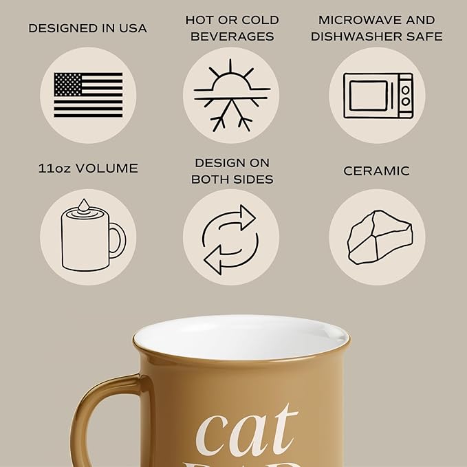 Sweet Water Decor Cat Dad Coffee Mug - 11oz Ceramic Campfire Style Coffee Cup - Dishwasher and Microwave Safe - Father's Day and Birthday Gifts for Cat Dads