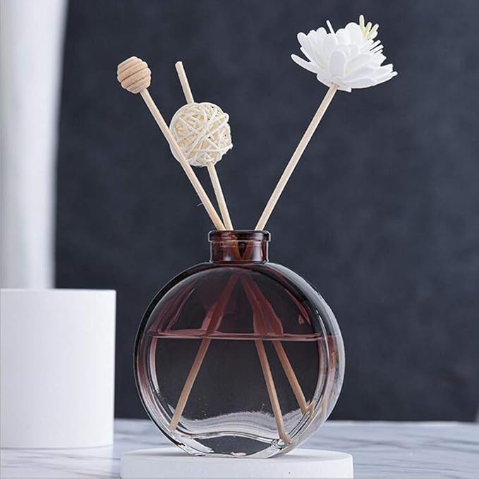 1Pcs 150ml/5oz Empty Refillable Glass Diffuser Bottles Aromatherapy Jar Container Fragrance Accessories Use for DIY Replacement Reed Diffuser Sticks Sets Essential Oils Crafts Decor Brown Gradient