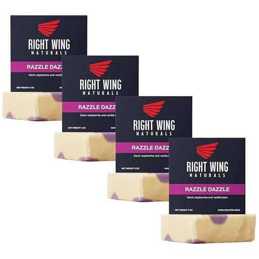 Right Wing Naturals Bar Soap Gift Set for Men | Handcrafted Cold-Pressed | Handmade Organic Soap for Men | Most Popular Flavors | Natural Scented Men’s Bar Soap| Pack of 4 Bars