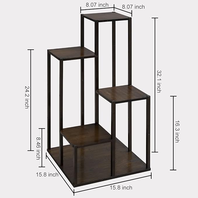 COPREE Bamboo 4 Tiers Plant Stands, Planter Pot Holder Shelf, Indoor Outdoor Flower Display Organizer Storage Rack, Heavy Duty Planter Shelving Unit