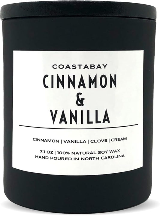 Cinnamon and Vanilla Candle | Natural Soy Scented Candles, Long Burning 45 Hour, Jar Candles, Holiday and Winter, Infused with Highly Scented Non Toxic Essential Oils, 7.1oz