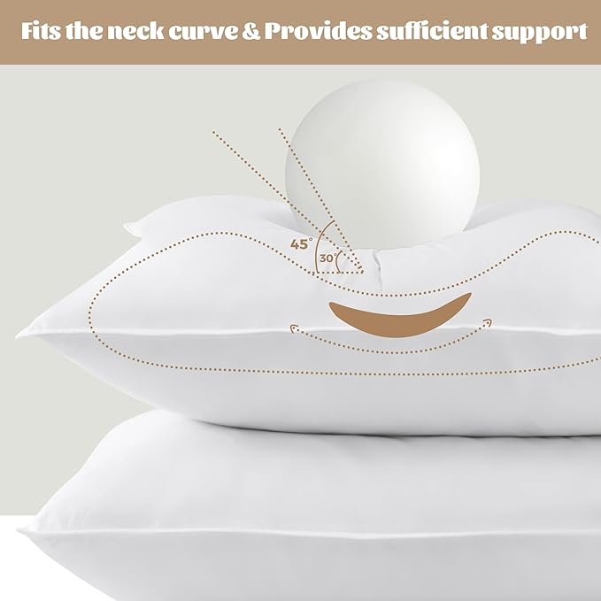 WOLKI Feather Down Alternative Pillows King Size Set of 2, 100% Soft Cotton Shell Bed Pillow, Hotel Sleeping Pillow for Back, Stomach or Side Sleepers 20x36