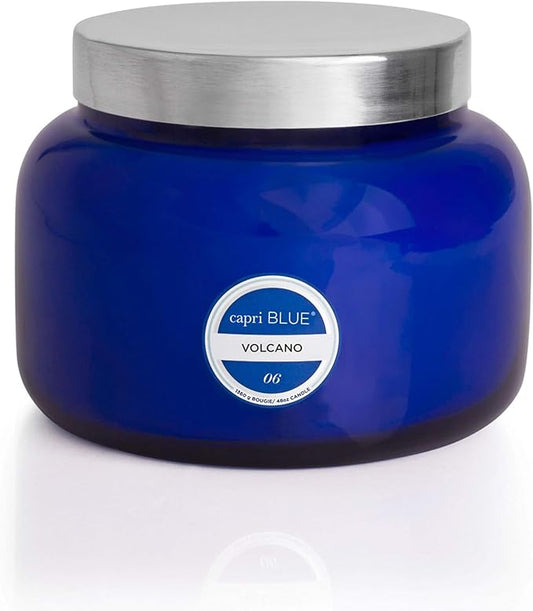 Capri Blue Volcano Scented Candles - Luxury Three Wick Candles for Home Scented with Tropical Fruit & Sugared Citrus - Soy Wax Blend - Jumbo Blue Color (48 oz)