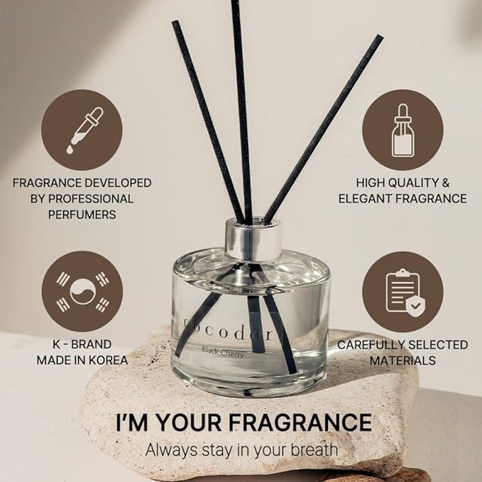 COCODOR Signature Reed Diffuser - Black Cherry / 6.7oz (200ml) / 2 Pack - Home & Office Decor, Fragrance Gifts
