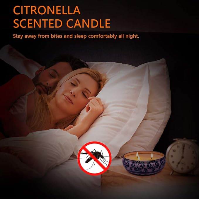 Citronella Candles Outdoor, Large 3 Packs 13.5oz 3 Wicks Soy Wax Candles, up to 225 Hours for Garden, Backyard, Patio, Yard, Balcony, Camping, Indoor