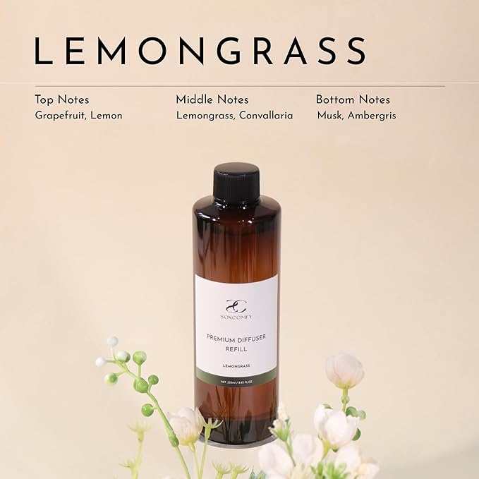 Diffuser Oil Luxury Essential Oils for Diffuser Refill & Air Freshener,Long-Lasting Natural Home Fragrance and Hotel Scent for Diffusers - 8.45 Fl.oz(250ml), Lemongrass