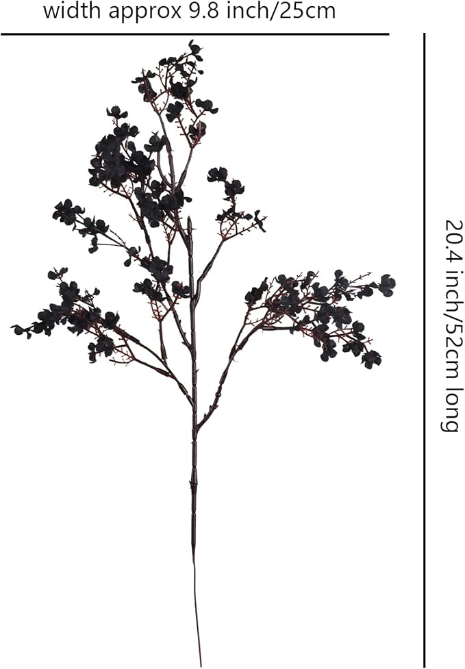 AILANDA 6PCS Artificial Flowers Baby Breath Faux Flowers Black Fake Silk Gypsophila Flowers for Autumn Home Kitchen Wedding Table Centerpiece Halloween Thanksgiving Decorations