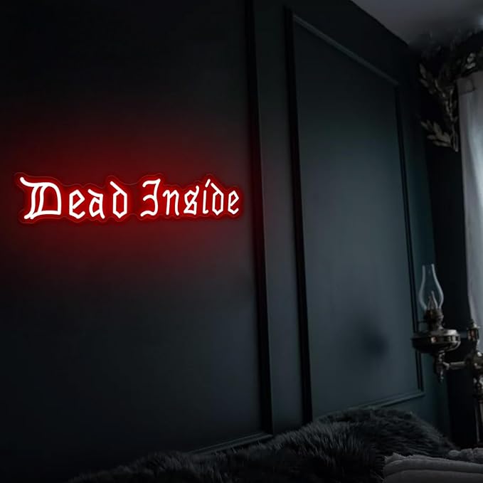 Dead Inside Neon Sign for Wall Decor,Gothic Horror Home Decor,Halloween Party Wall Decor,Gothic Lover Gifts,USB Powered With Switch-25''