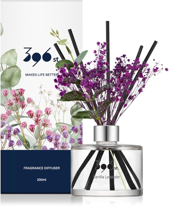 396 st. Preserved Baby's Breath Flower Reed Diffuser, Vanilla Lavender(Also Known as Garden Lavender), 200ml(6.7oz) / Reed Diffuser Sets, Scentsy Home Fragrance, Scented Oils, Home & Bathroom Décor