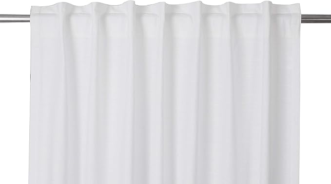 Ramanta Home 100% Cotton Light Filtering Curtains 50" x 84" - Set of 2, White Curtain for Living Room, Bedroom, Farmhouse Cotton Duck Fabric Semi Sheer Back Tab Window Linen Panels - White