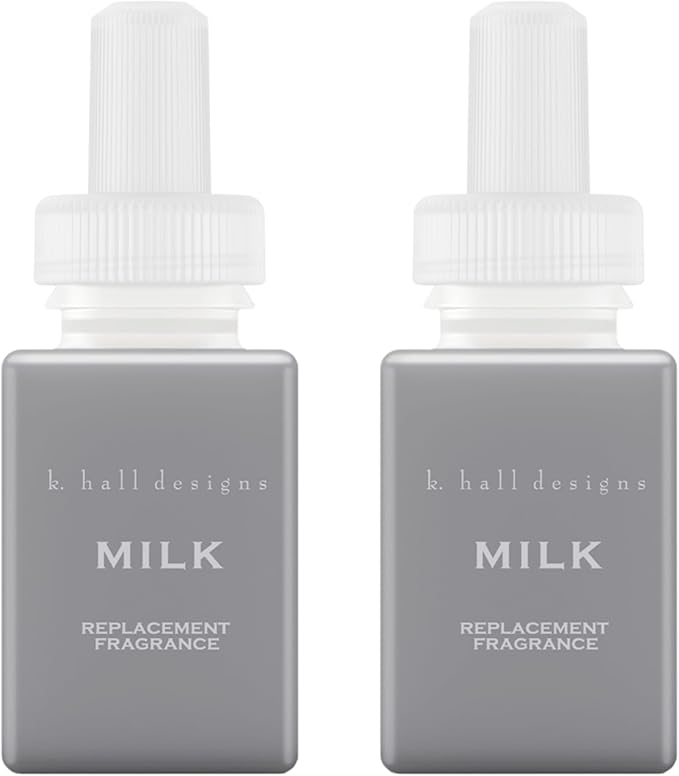 Pura & K. Hall Designs Home Scent Refill - Smart Home Air Diffuser - up to 120-Hours of Premium Fragrance per Refill - Household Essential - Clean & Safe Diffuser Fragrance - 2 Pack, Milk