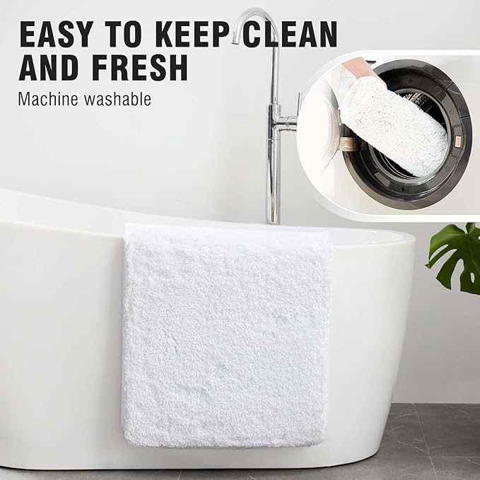 TECHMILLY Super Soft Shaggy Bathroom Runner Rugs, Absorbent Thick Non Slip Microfiber Bath Rugs, Quick Dry Machine Washable Bath Mat for Bathroom Floor, Bathtub and Shower 17"x47"