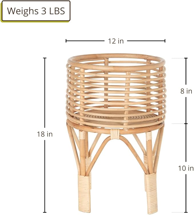 KOUBOO Rattan Indoor Plant Stand, Small, Natural Planter Brown