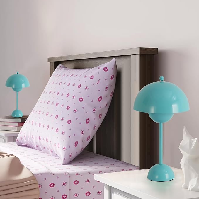 COSYLUX Modern Small Table Lamp for Bedroom, Cute Dome Shade Reflecting Light Reading Lamp for Living Room, Kid's Room, Study, Office, Beside Bedside Nightstand Desk Lamp(Light Green)