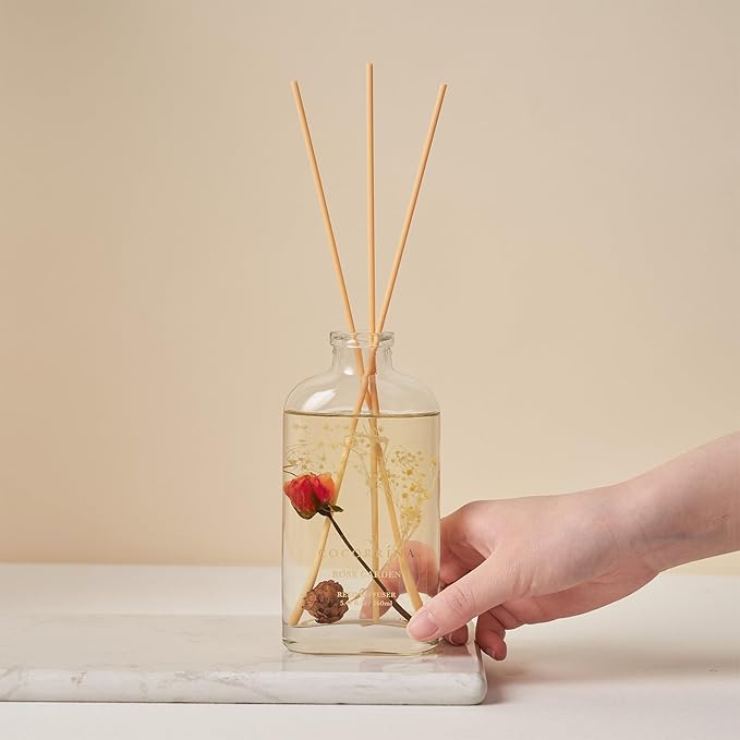 COCORRÍNA Reed Diffuser - Rose Garden 5.41 oz Flower Reed Diffuser Set with Sticks, Bedroom Bathroom Shelf Decor (Scented Blooms Collection)