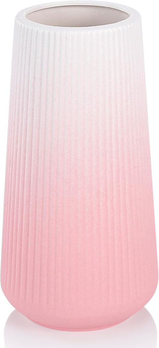 Gradient Pink Ceramic Vase, GUKJOB Cute Flower Vase for Pampas Grass, Home, Living Room, Dining Table, Farmhouse, Office Decor, Bedroom, Table, and Kitchen Shelf (XL Gradient Pink)