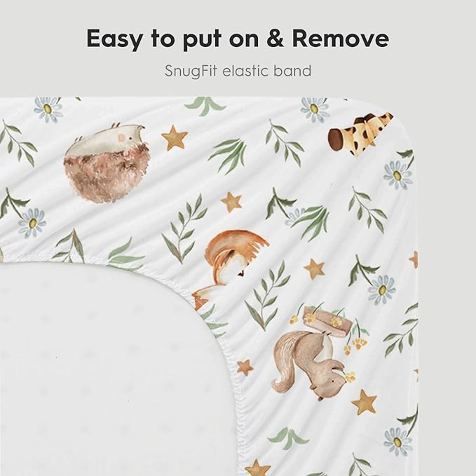 Horaldaily 2 Pack Fitted Crib Sheet for Boys Girls,Soft Breathable Washable Jersey Microfiber Baby Crib Sheet, Fits Standard Size Crib Mattress 28in x 52in, Cute Animals Nursery Sheet Green/White