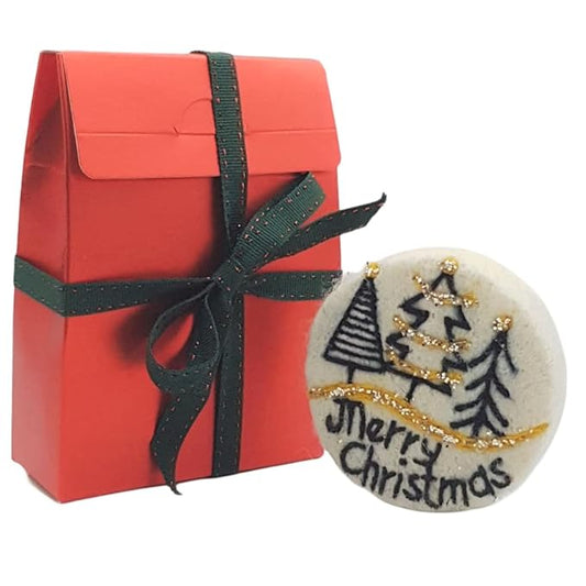 Handmade Felted Christmas Soap | Handcrafted Soap | Unique Housewarming Gift and Lovely Christmas Bathroom Decor | 3 * 3 inch (merry christmas)