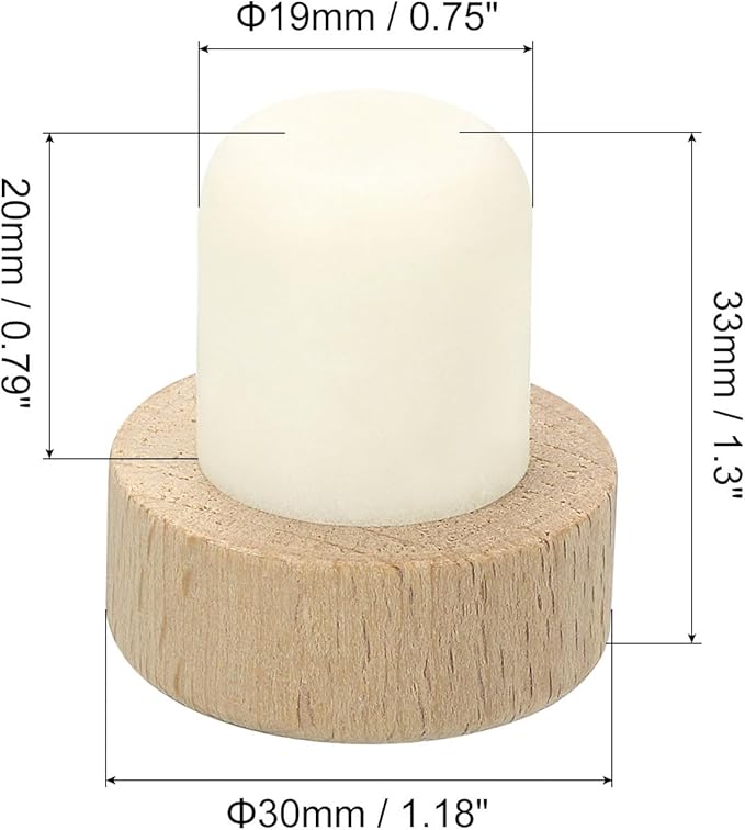 uxcell 16Pcs T-shaped Stoppers, 0.75inch Dia Cork Wine Stopper Reusable Wine Bottle Rubber Corks Sealing Plug for Wine Beer Beverage Bottle Crafts, Wood Color