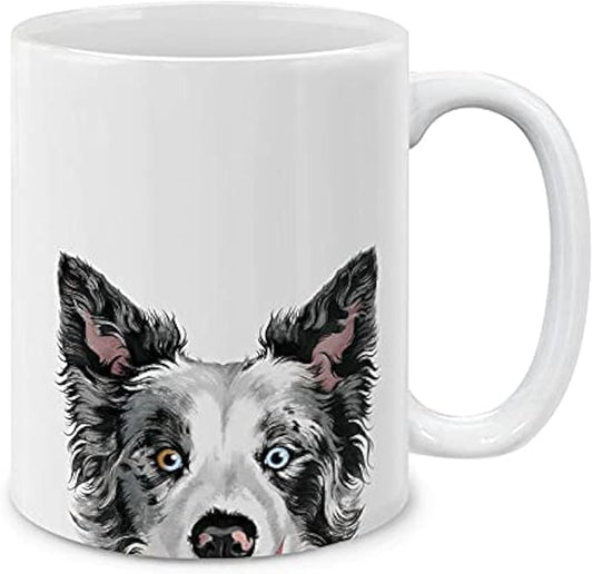 MUGBREW Black Merle Border Collie Dog Ceramic Coffee Mug Tea Cup, 11 OZ