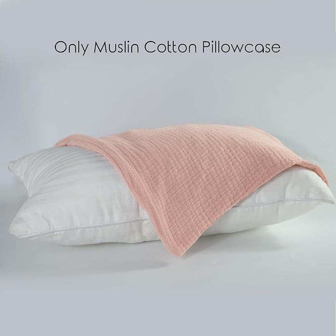 Organic Cotton Muslin Mini Pillowcases with Envelope Design,2 Pack Ultra Breathable Kids Toddler Pillowcases for Boys and Girls- 13 x 18 inches (Coral)