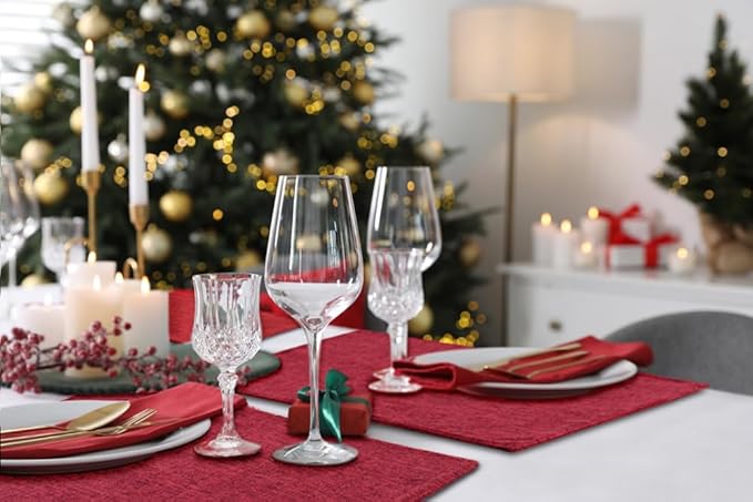 homing Red Cloth Placemats Set of 4 – Cotton Linen Blend Washable Farmhouse Dining Table Mats for Christmas, Easy to Clean, 13 x 19 Inch