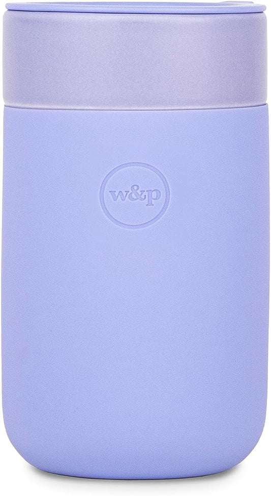 W&P Porter Ceramic Mug w/Protective Silicone Sleeve, Lavender 16 Ounces | On-the-Go | Reusable Cup for Coffee or Tea | Portable | Dishwasher Safe
