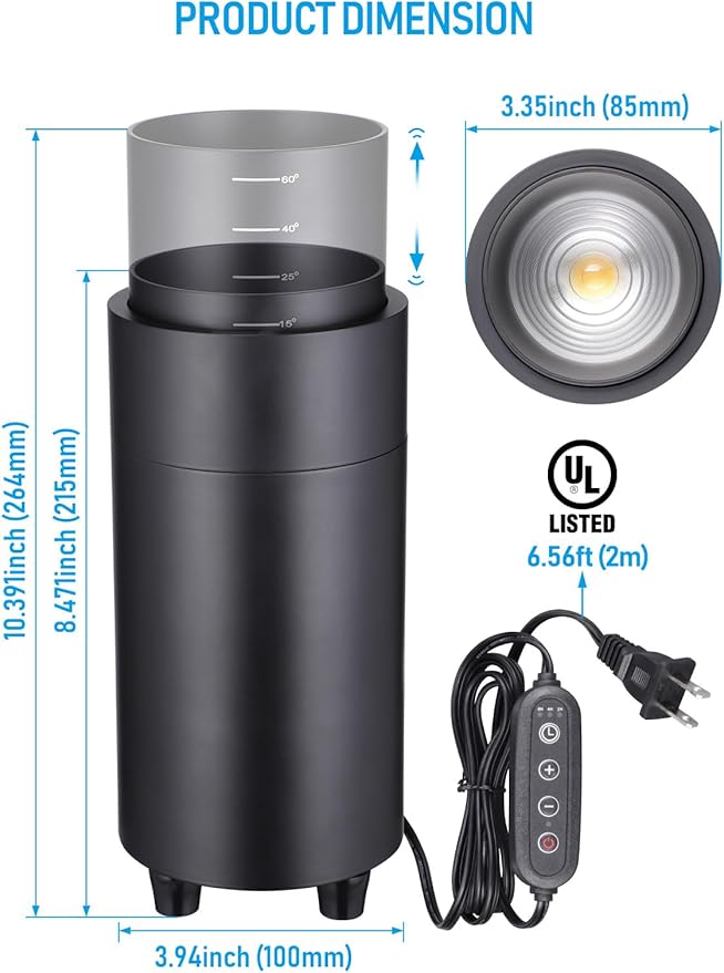 TORCHSTAR 5CCT Zoomable Uplighting Floor Can Light, 10.39 Inch Large Size, 1200LM Dimmable Indoor Spot Light with Auto ON/Off Switch, Integrated Adjustable Focus Lighting, 1800-5000K, Black